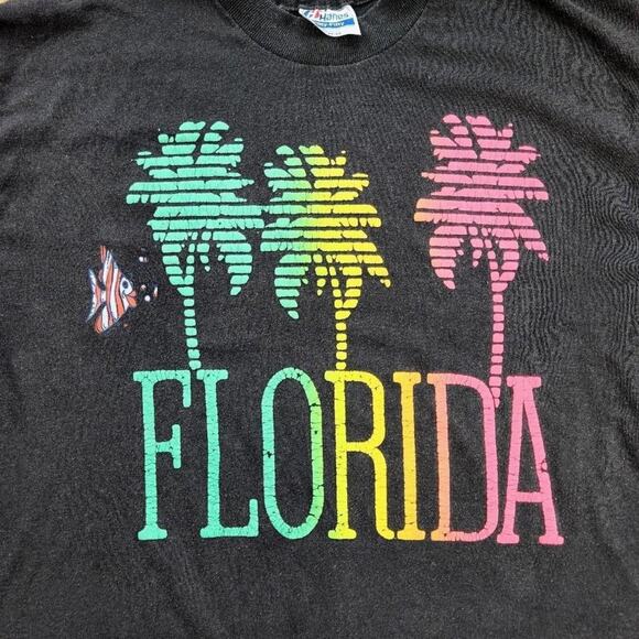 VINTAGE SINGLE STITCH NEON PALMS FLORIDA TSHIRT - Picture 2 of 4